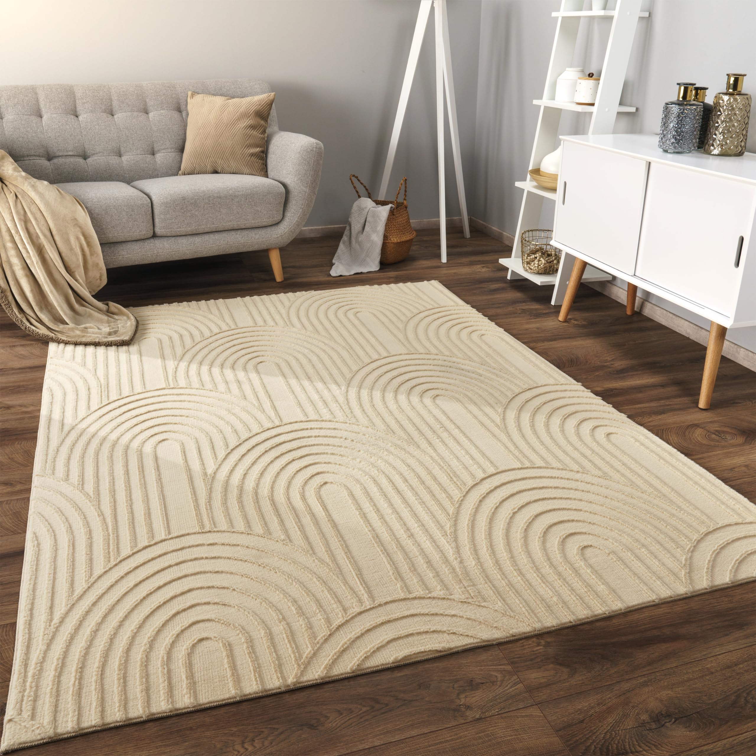Paco Home Vloerkleed Woonkamer Laagpolig Patroon Scandinavisch Boho Patroon Geometrisch, Maat:160x220 cm, Kleur:Antraciet 4