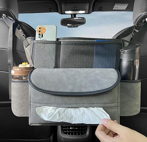 JEYODA Organizador de asiento de ante para automóvil, bolsa de respaldo de asiento de alta capacidad, almacenamiento central para camionetas, SUV,