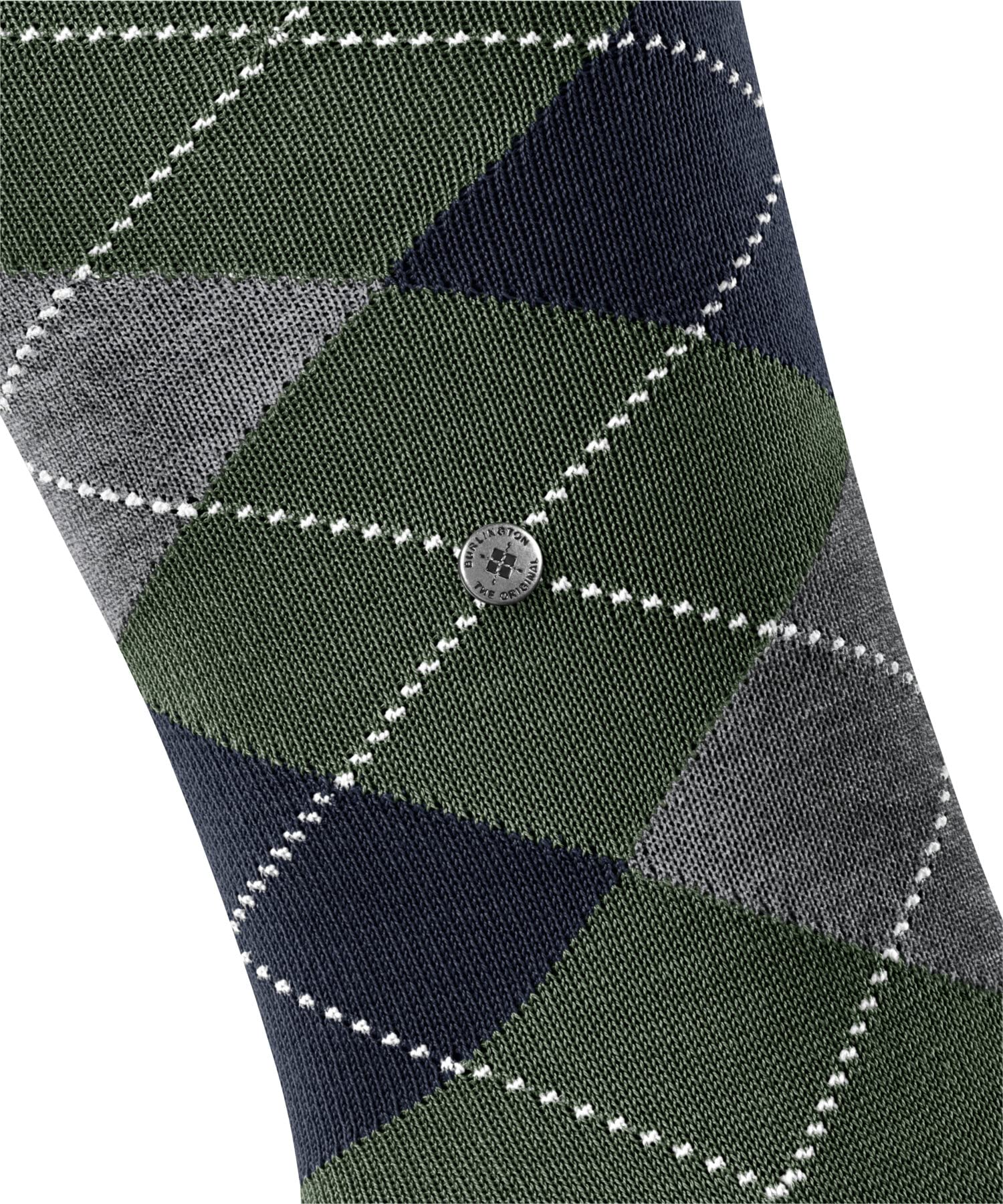 Burlington hombre Manchester calcetines largos transpirable sostenible ecológico algodón delgado costura plana en la zona de los dedos argyle patrón talla unica idea de regalo 1 par