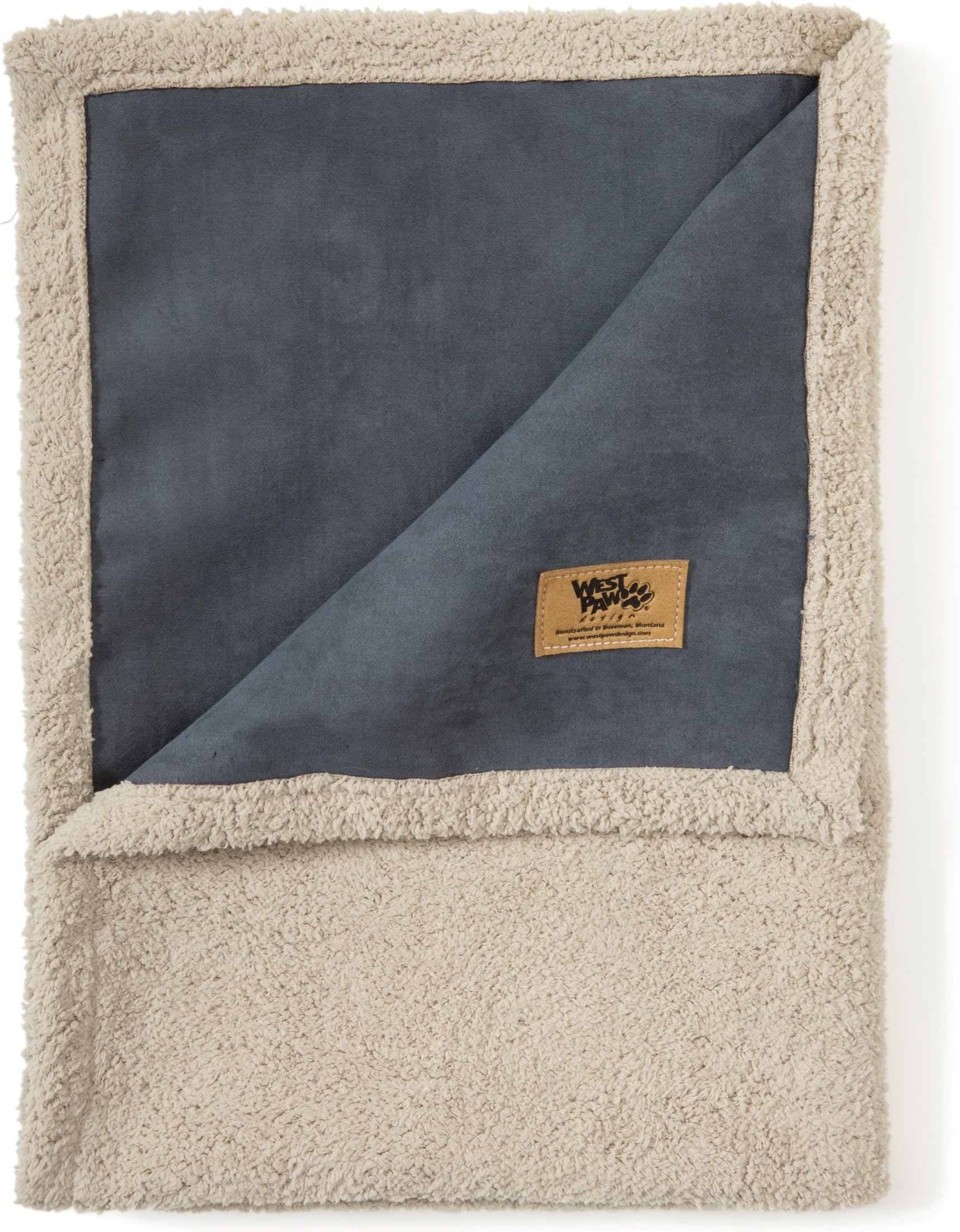 WEST PAW Big Sky Dog Blanket and Throw, Faux Suede/Silky Soft Fleece Pet Throw Blanket for Couch, Furniture Chair and Bed, Storm Blue, Large