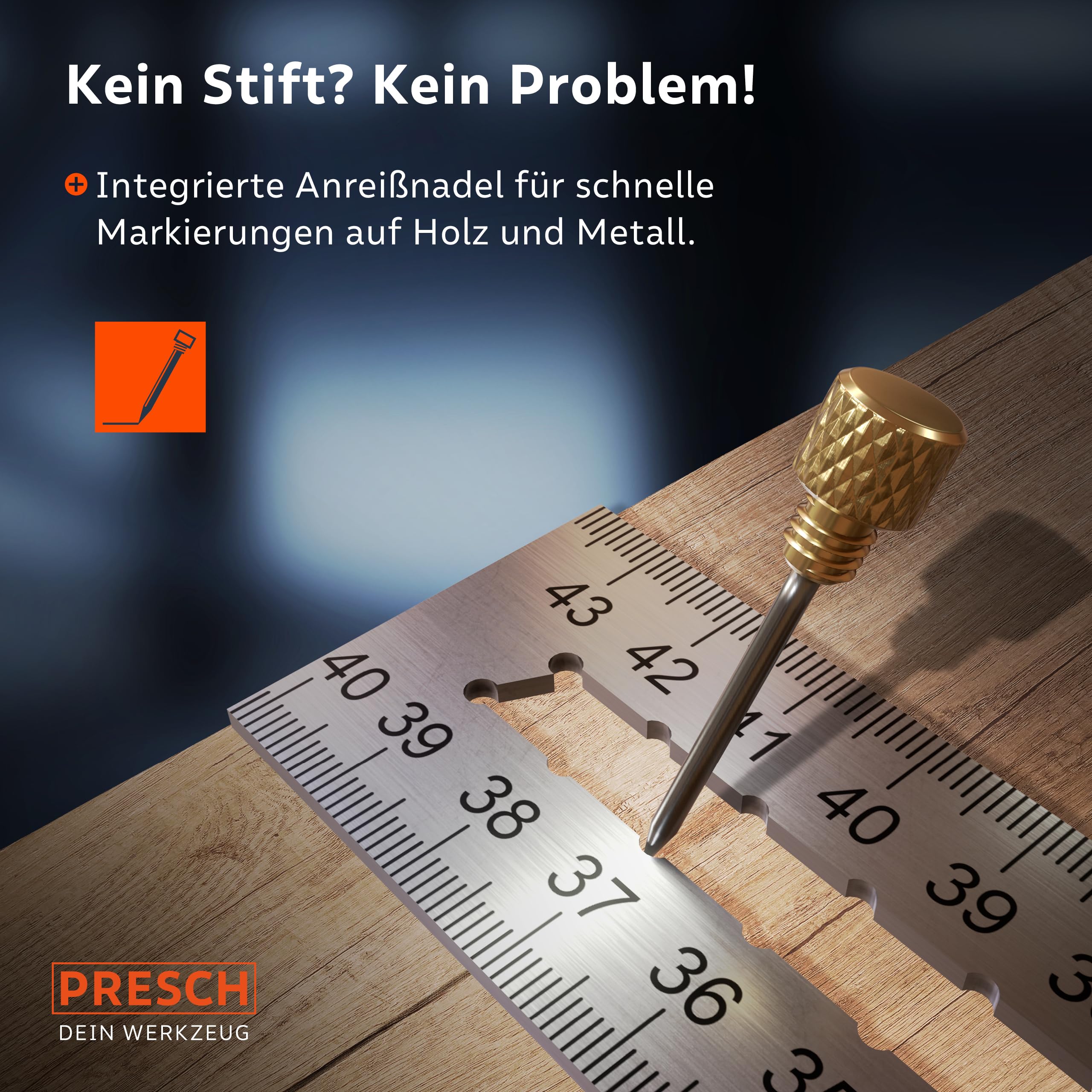 Presch Anschlagwinkel Set - 200mm, 300mm & 400mm - Hochpräzise & Rostfrei - Innovatives Streichmaß - Exakter 90° und 45° Anschlag inkl. Wasserwaage & Anreißnadel für ultimative Vielseitigkeit
