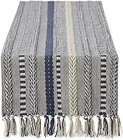 Vista 9 de DII Farmhouse - Camino de mesa trenzado a rayas, 15x72 (15x77, con flecos incluidos), verde antiguo