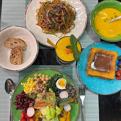 Miniatura 8 de LEHAHA Rustic Farmhouse - Juego de vajilla de melamina de 12 piezas, platos y cuencos, uso en interiores y exteriores, juego de platos de cocina