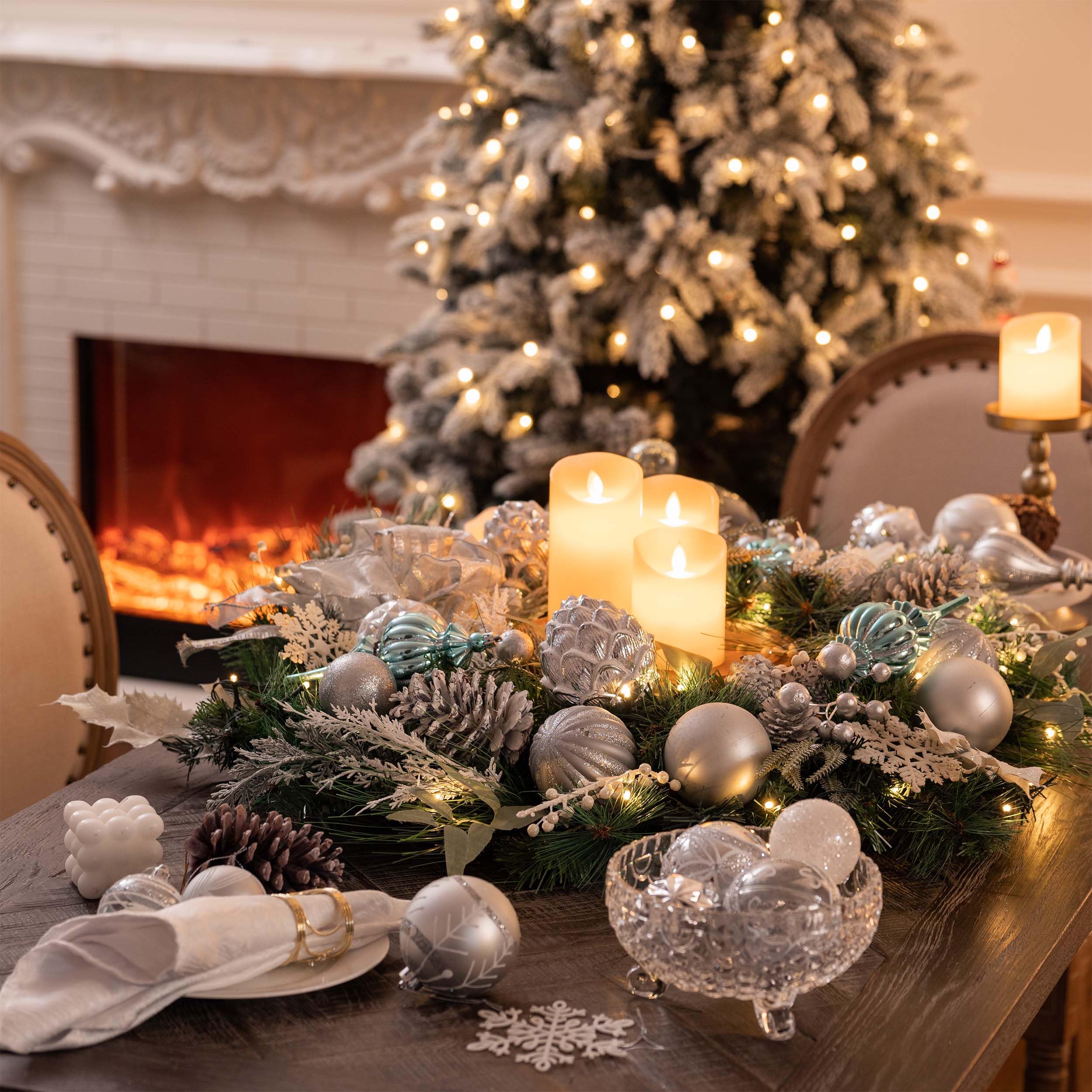 Couronne De Noël Lumineuse Valery Madelyn – 40 Cm, Blanc/argent, 20 LED, Pour Porte Ou Intérieur