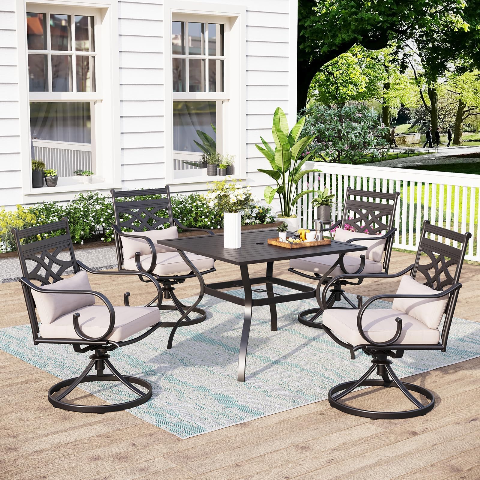 Outdoor Dining Set for 4 With Swivel Chairs: Ultimate Comfort & Style 3 Outdoor Dining Set for 4 With Swivel Chairs: Ultimate Comfort & Style