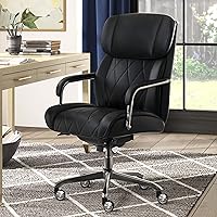 Vista 2 de LaZBoy Sutherland CHR10048A - Silla giratoria ergonómica de piel sintética para computadora y escritorio, color negro