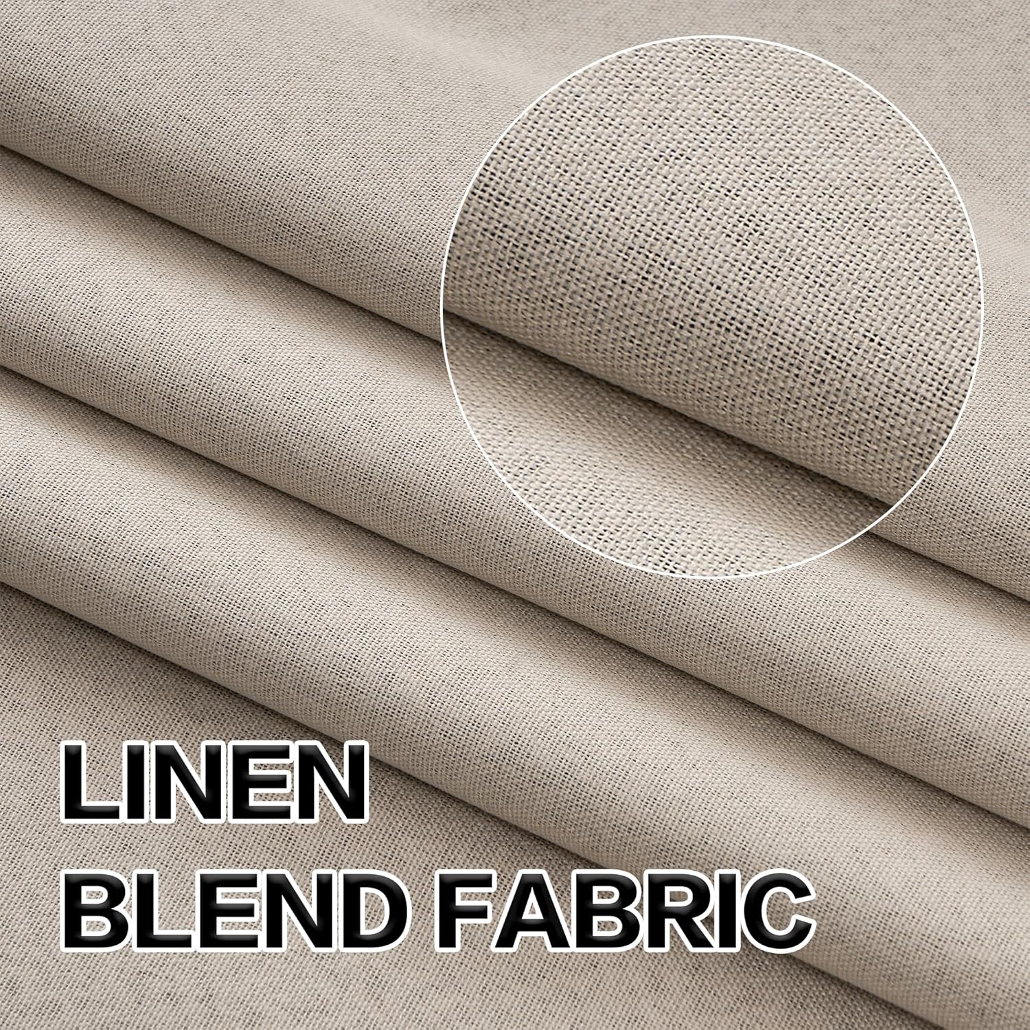 DONREN Thermal Insulated Linen Full Blackout Curtains 37x90 Inches, Grommet Room Darkening Drapes for Bedroom & Living Room, 2 Panels, Sand Beige