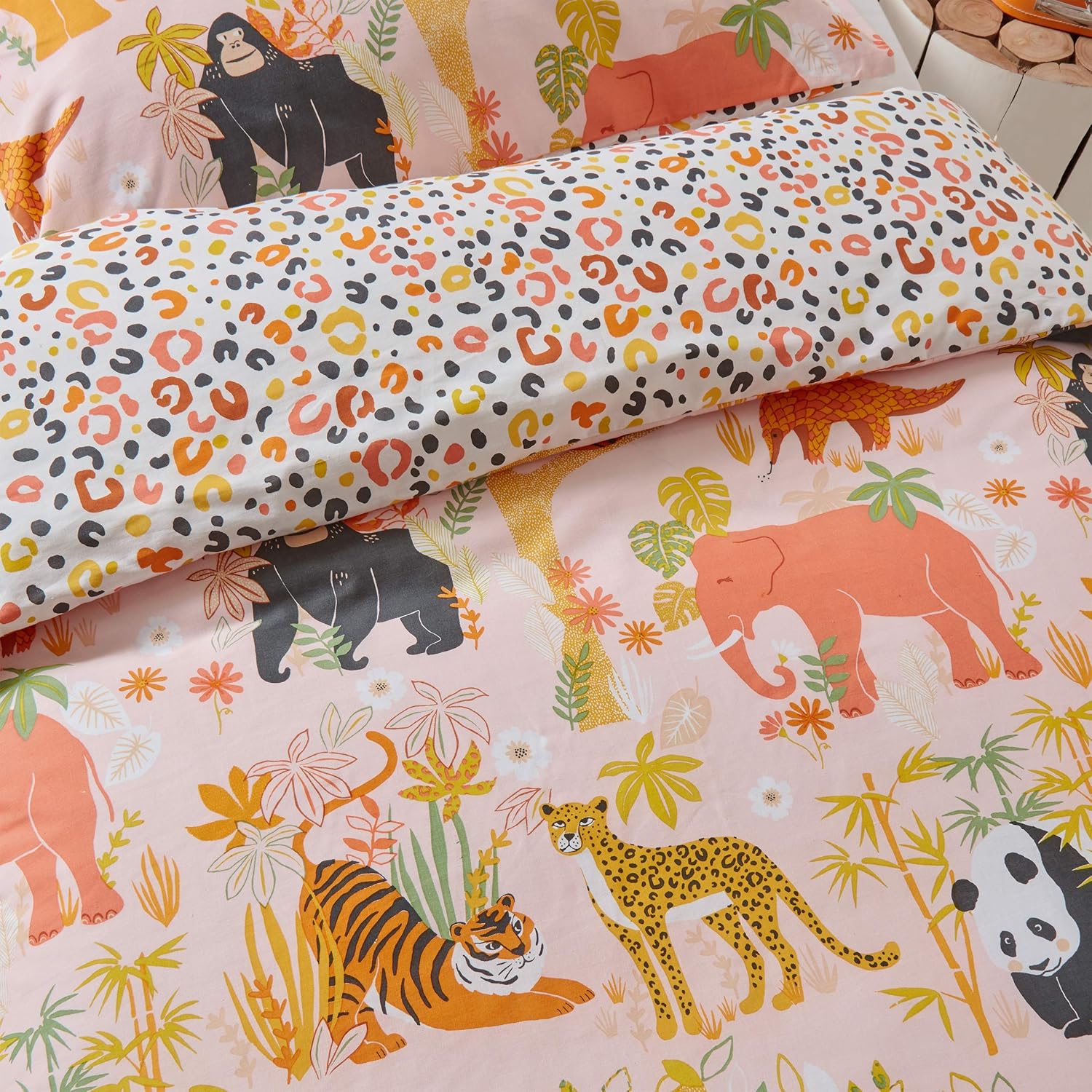 Little Furn Childrens/Kids Endangered Safari Duvet Set (Toddler) (Pink)