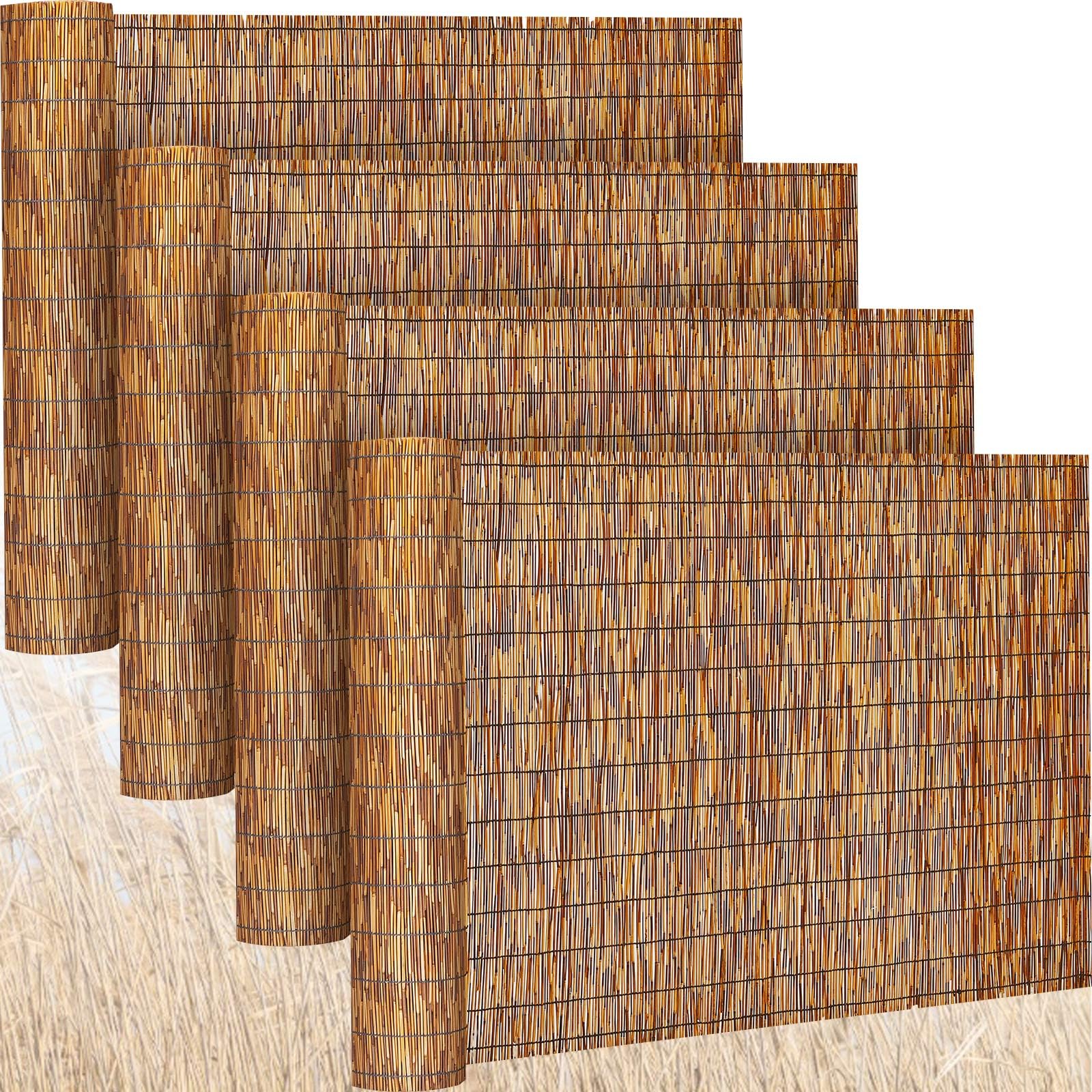 Photo 1 of Barydat 4 Pcs 6 x 16.4 ft Reed Fence Roll, 85% Shade Bamboo Privacy Screen, Natural Decorative Reed Fencing for Outdoor Garden Backyard Patio Balcony