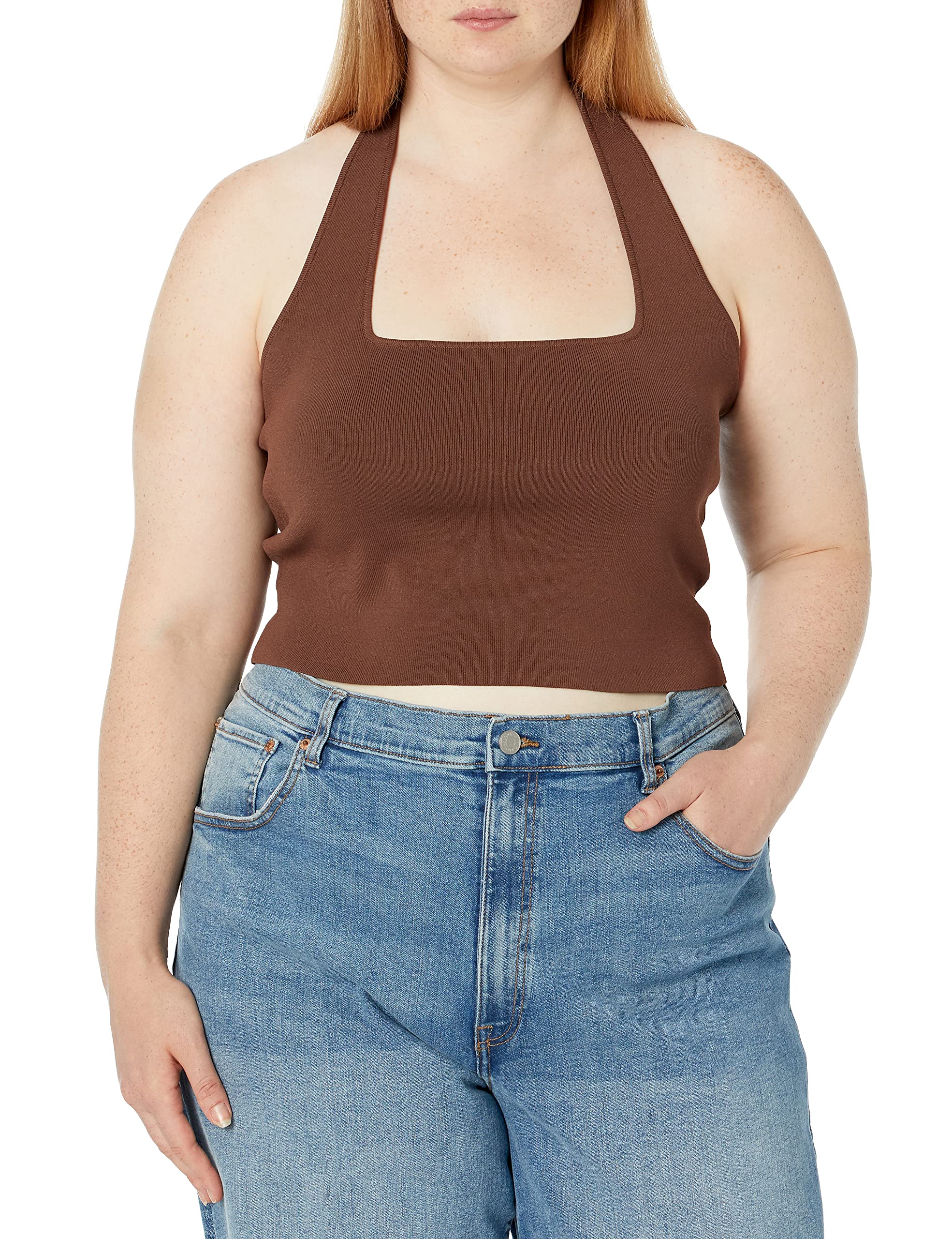 The Drop Women's Greta Fitted Square-Neck Halter Sweater Bralette