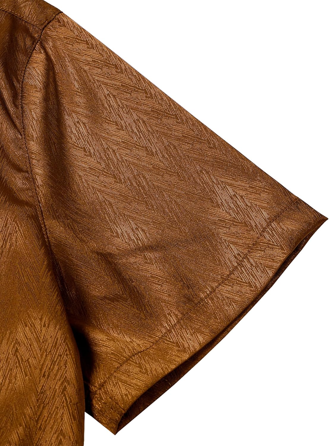 ZEROYAA Men's Luxury Shiny Satin Jacquard Shirt Modern Fit Short Sleeve Button Down Shirts for Summer Party Prom - Image 7