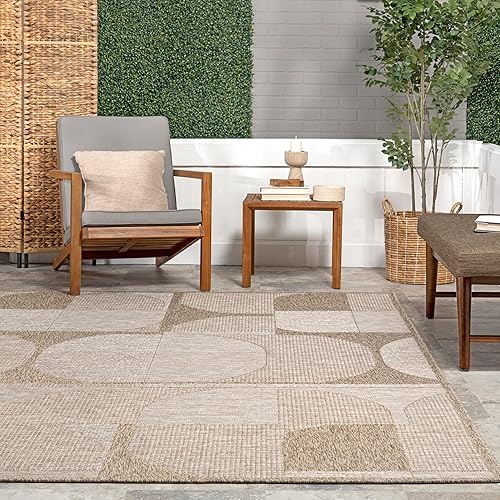 Miniatura 9 de nuLOOM Inara - Alfombra geométrica abstracta para interiores y exteriores, 4 pies 5 pulgadas x 6 pies 3 pulgadas, color marrón