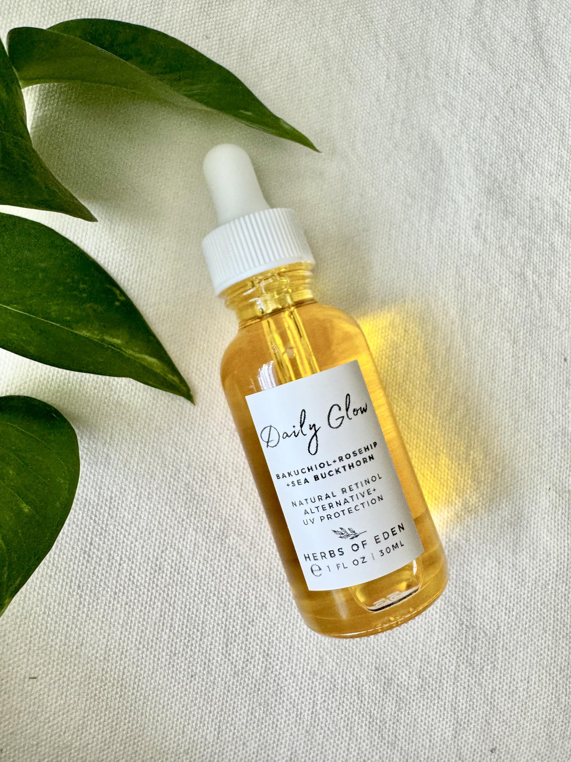 Organic Bakuchiol Daily Glow Face Serum Natural Retinol Alternative Anti Aging Collagen Support Reduce Fine Lines and Wrinkles Skin Plumping Moisturizer Achieve Clear Glass Skin for Gua Sha | Made in USA