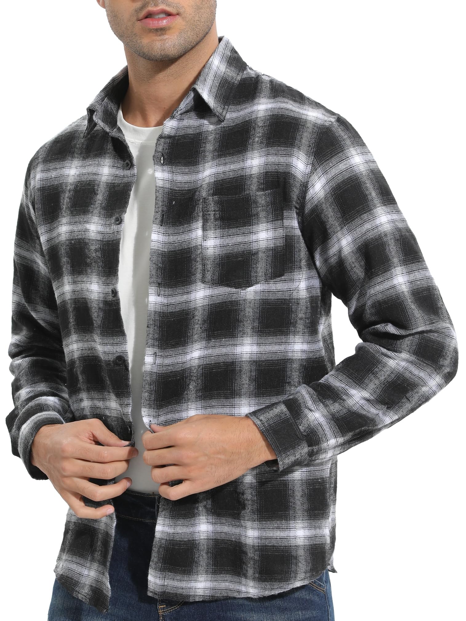 Chemisier Carreaux Coton Homme Chemise Bûcheron Western Veste à Carreaux en Flanelle T Shirt Manches Longues Casual Décontractée Classique Retro Ecossaise Gilet Blouse S-XXXL