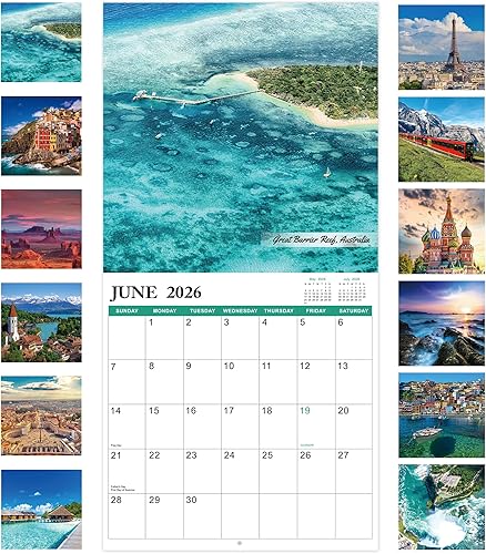 Miniatura 2 de Calendario de pared 2026, 12 meses de enero de 2026 a diciembre de 2026, cuadrado mensual, 12 x 24 pulgadas (abierto), con papel grueso