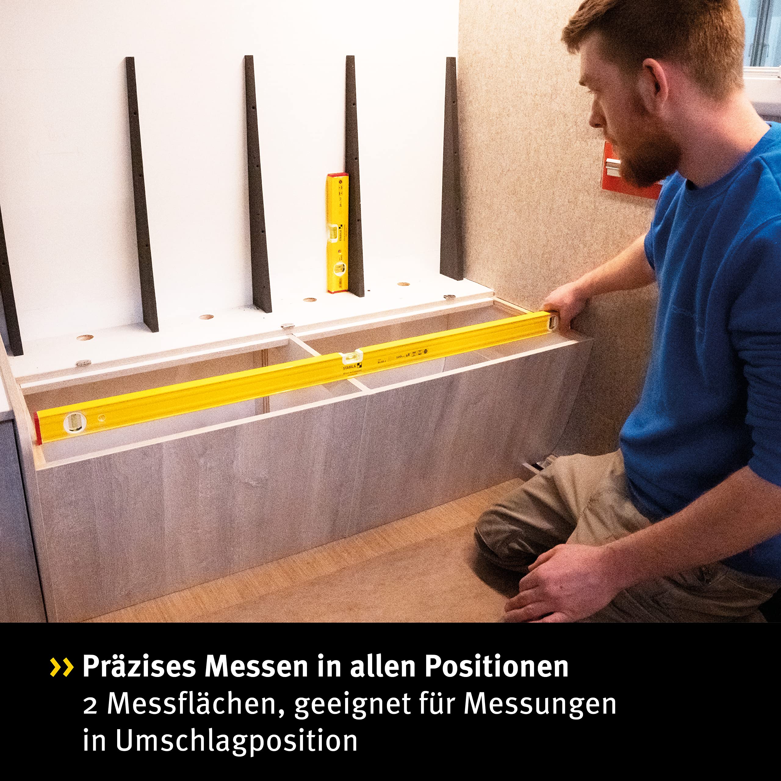STABILA PRO SET 80 AS, 4-teiliges Wasserwaagen-Set: 120 cm / 60 cm / 30 cm/Tasche, verstärktes Alu-Profil, integrierte Rutsch-Stopper, Made in Germany, Gelb