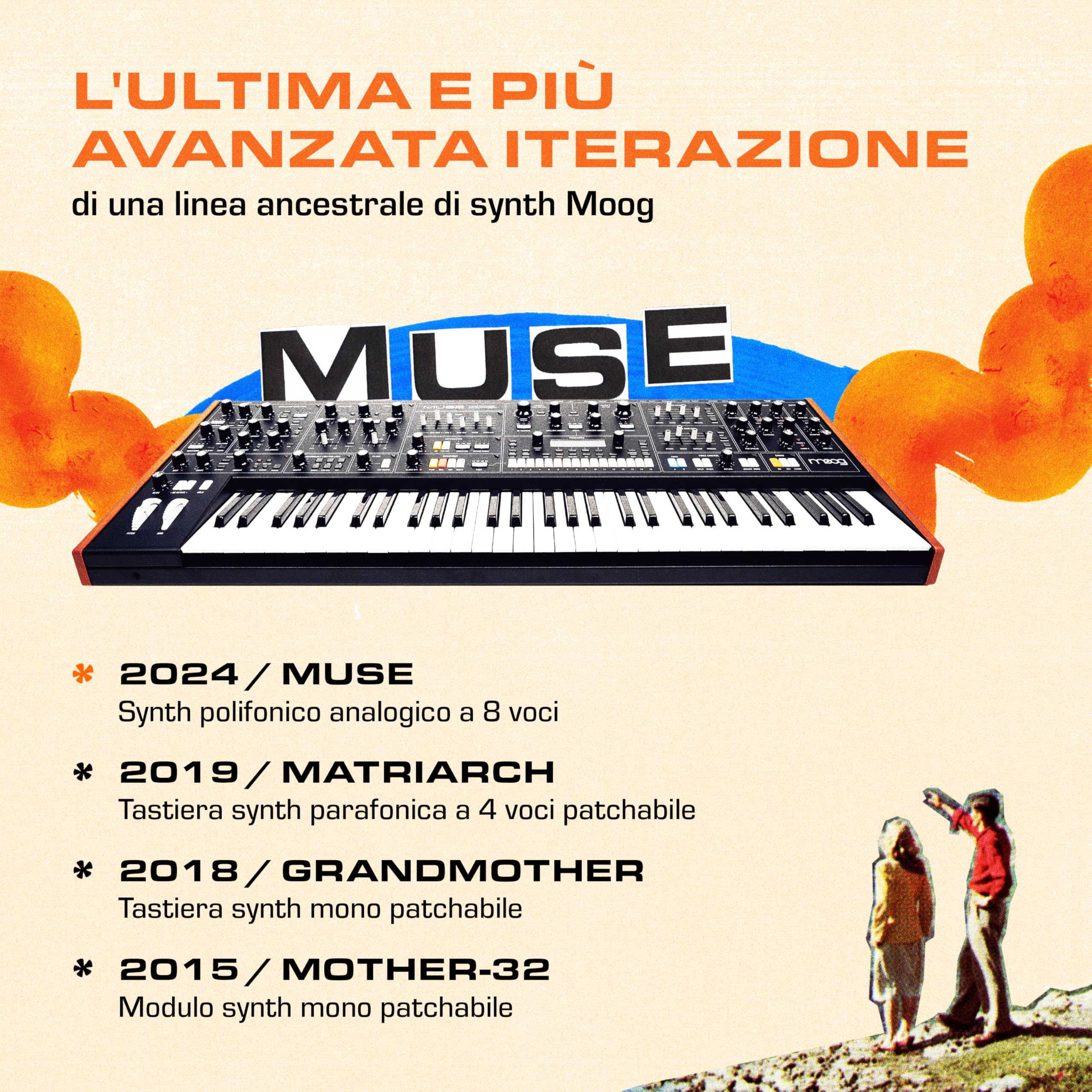 MOOG Muse - Synth Polifonico bi-timbrico Analogico a 8 Voci con 61 Note, Sequencer a 64 Step, 256 Patch e Diffusion Delay