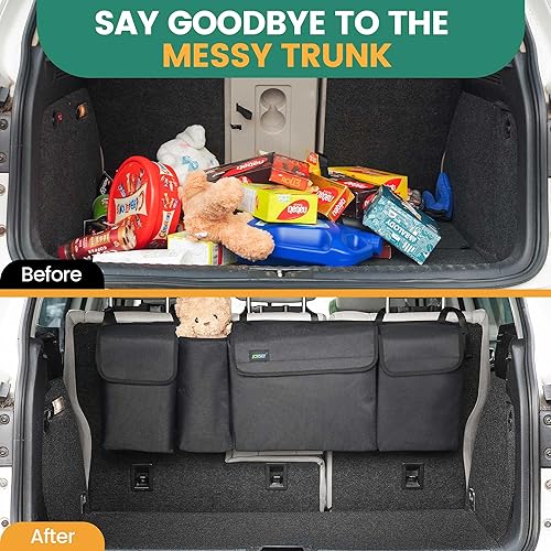Miniatura 6 de JOYSKY Organizador colgante para maletero, organizador de maletero para SUV, camión, MPV, bolsa de almacenamiento de vehículos de gran capacidad con