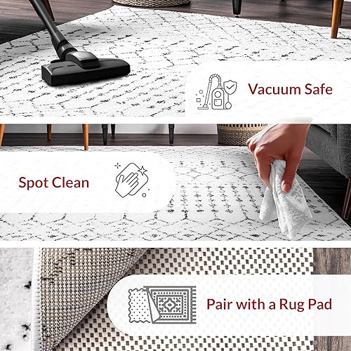 Miniatura 135 de nuLOOM 2x8 Alfombra de Área Blythe Marroquí, Negro y Blanco, Diseño Bohemio Desvanecido, Resistente a Manchas, Para Dormitorio, Comedor, Sala