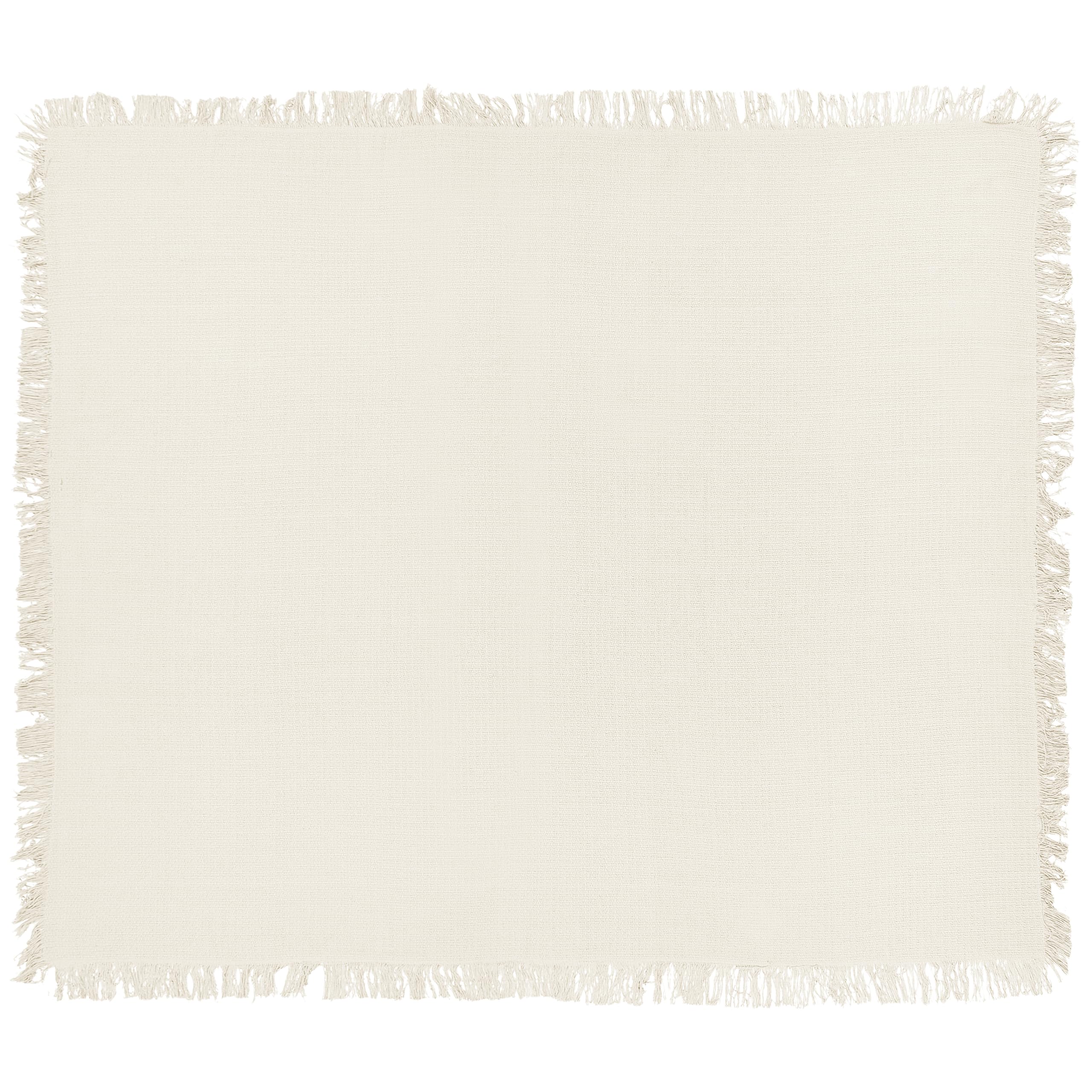 Tagesdecke Baumwolle creme weiß 220x240 cm mit Fransen modern Yerbent