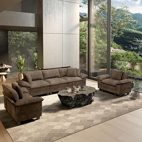 Miniatura 30 de HERA'S HOUSE Juego de sofás seccionales modulares de 3 piezas, juego de sofá de gran tamaño con sofás de dos plazas y sillón, cómodos sofás nube con