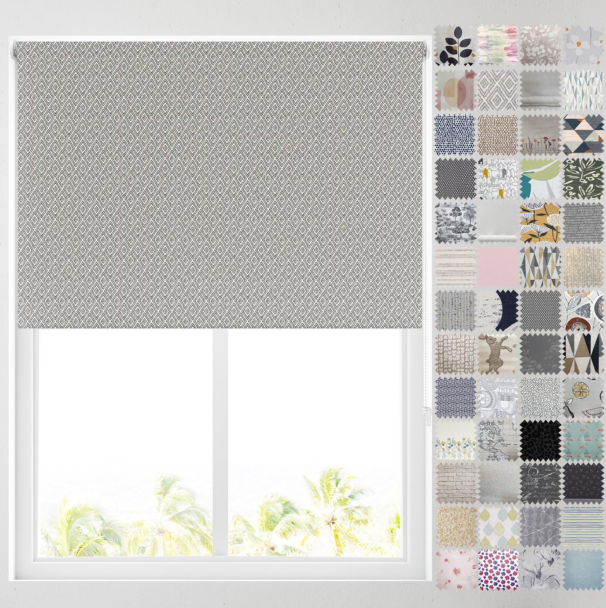 Barnes Blinds - Blackout Pattern Roller Blinds for Windows, Custom Cut to Size - Thermal Fabric Durable Fittings Easy Fit (Diamond Weave 61cm)