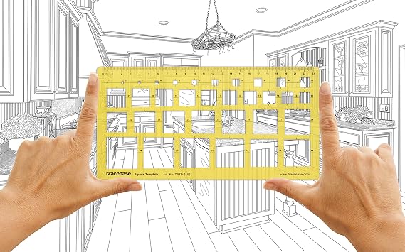 Traceease Geometric Drafting Sqaure Template Drawing Stencil, Designing Template Measuring Ruler