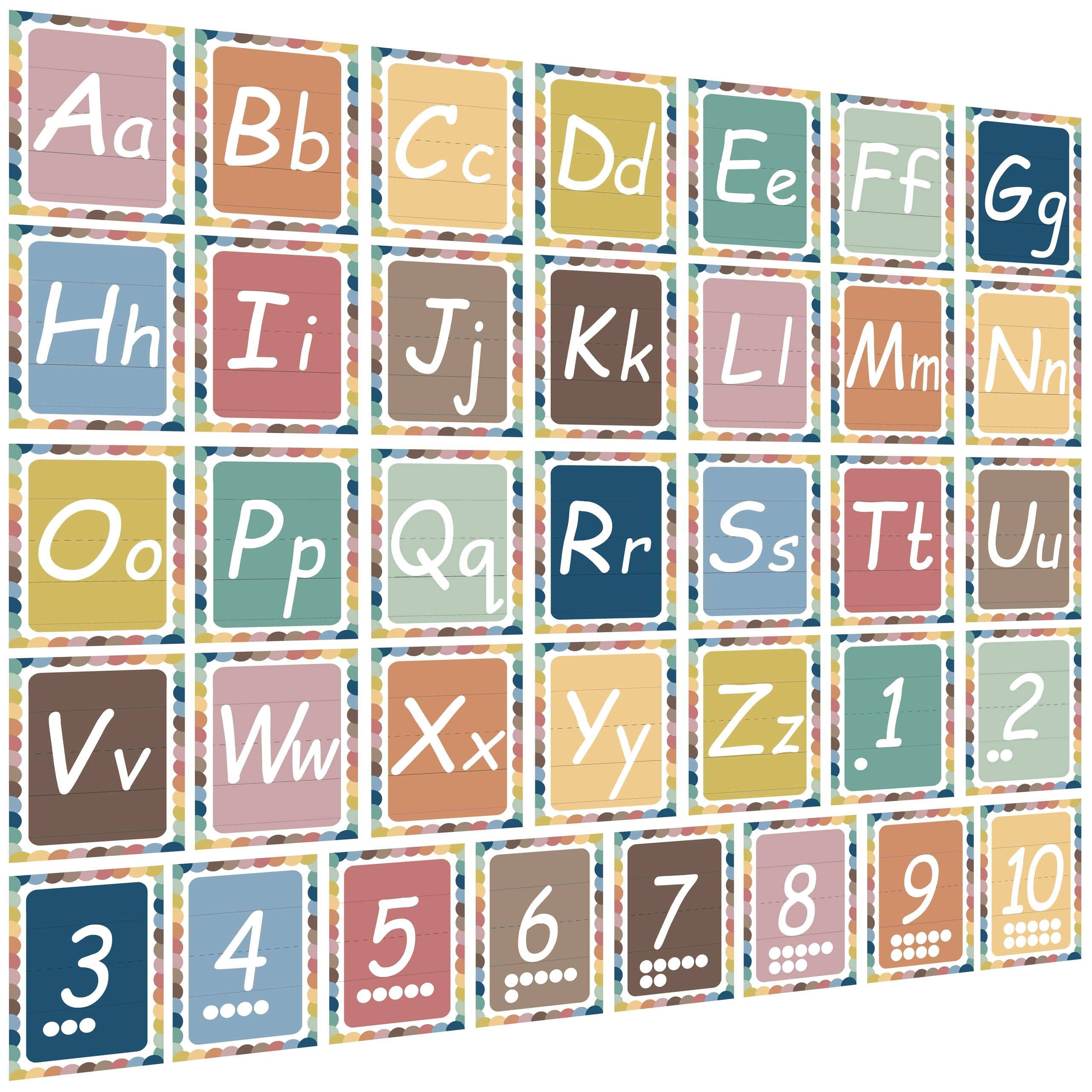 YIYDONG 36 Alphabet ABC Bulletin Board Set for Preschool English Posters Kindergarten Elementary Classroom Wall Decor Nursery Homeschool Supplies (Bohemia)