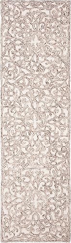 Miniatura 2 de SAFAVIEH Trace Collection Alfombra de pasillo, 2 pies 3 pulgadas x 6 pies, marrón y marfil, lana hecha a mano, ideal para zonas de alto tráfico en