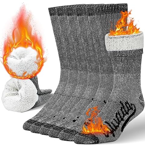 Alvada Merino Wool Hiking Socks Thermal Warm Crew Winter Boot Sock For Men & Women 3 Pairs