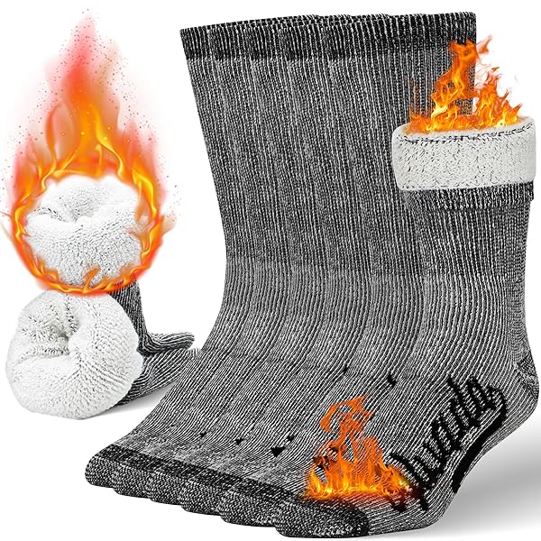 Alvada Merino Wool Hiking Socks Thermal Warm Crew Winter Boot Sock For Men & Women 3 Pairs