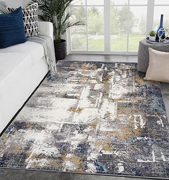 LUXE WEAVERS Hampstead Abstract Area Rug - Medium Pile, Modern Area Rug, Gray / 8 x 10