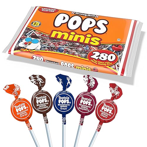 Miniatura 5 de Tootsie Pops Rollo mini con centro de chocolate, 280 unidades, bolsa de 50.37 onzas, 5 sabores, multi (paquete de 2)