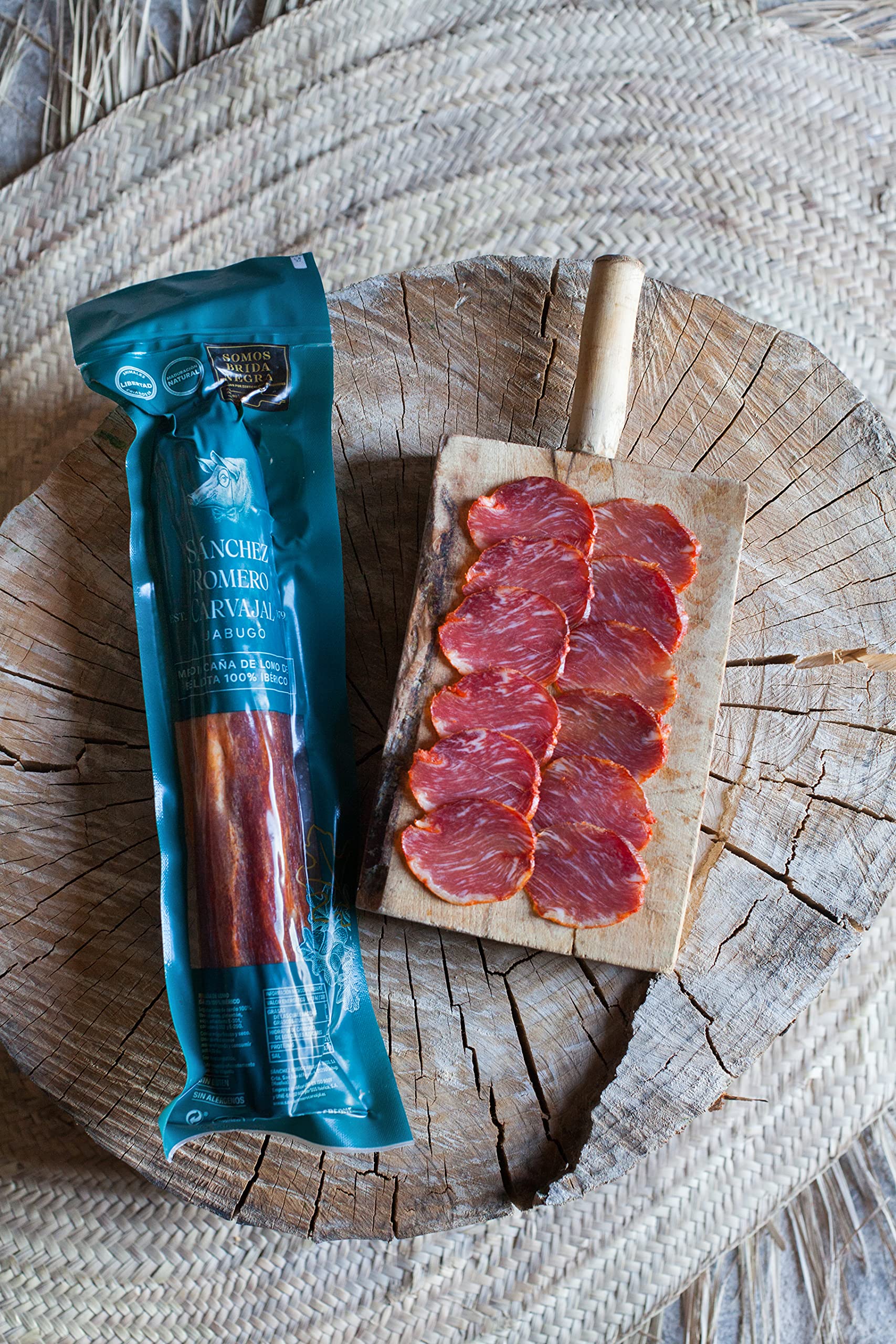 LOTE MALETIN JAMON SÁNCHEZ ROMERO CARVAJAL (Jamón 100% Ibérico de bellota 6-7kg + media Caña de Lomo Sánchez romero Carvajal (aprox. 400gr)