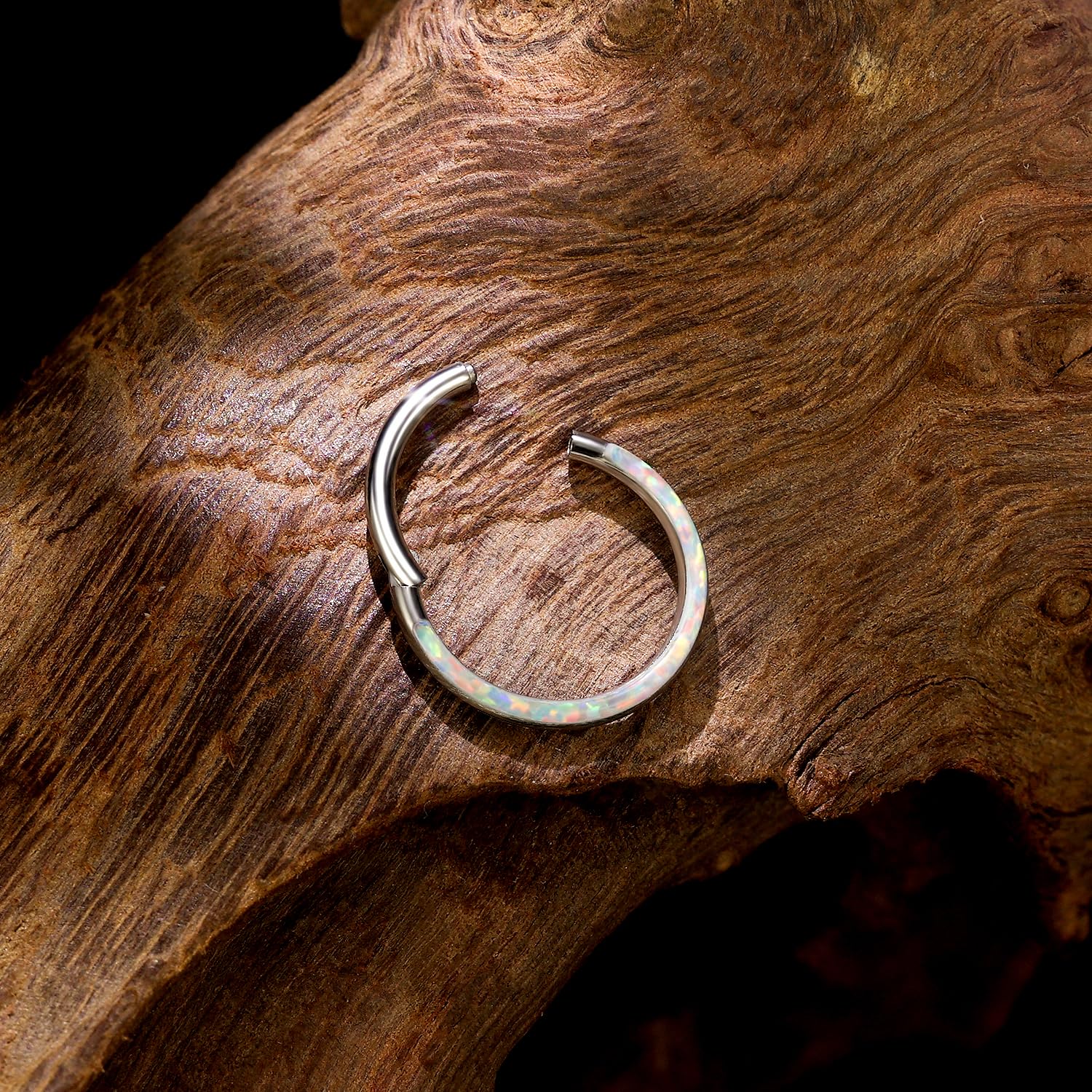 16G opal pierścienie do przegrody nosowej obręcz pierścień do nosa pierścienie do wargi stal nierdzewna na zawiasach segmentowy pierścień bezszwowy clicker pierścień chrząstki kolczyki obręcz
