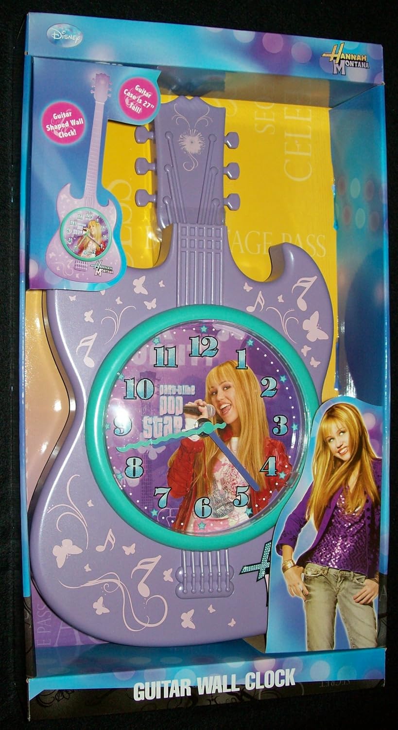 Hannah Montana Guitar Shaped Wall Clock Childrens Clocks