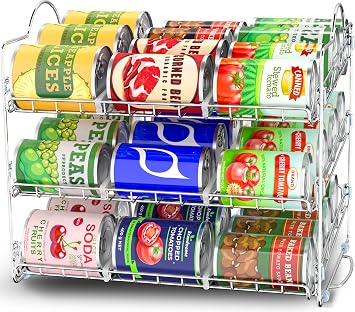 Utopia Kitchen Storage Can Rack Organizer, Stackable Can Organizer Holds Upto 36 Cans for Kitchen Cabinet or Pantry Chrome