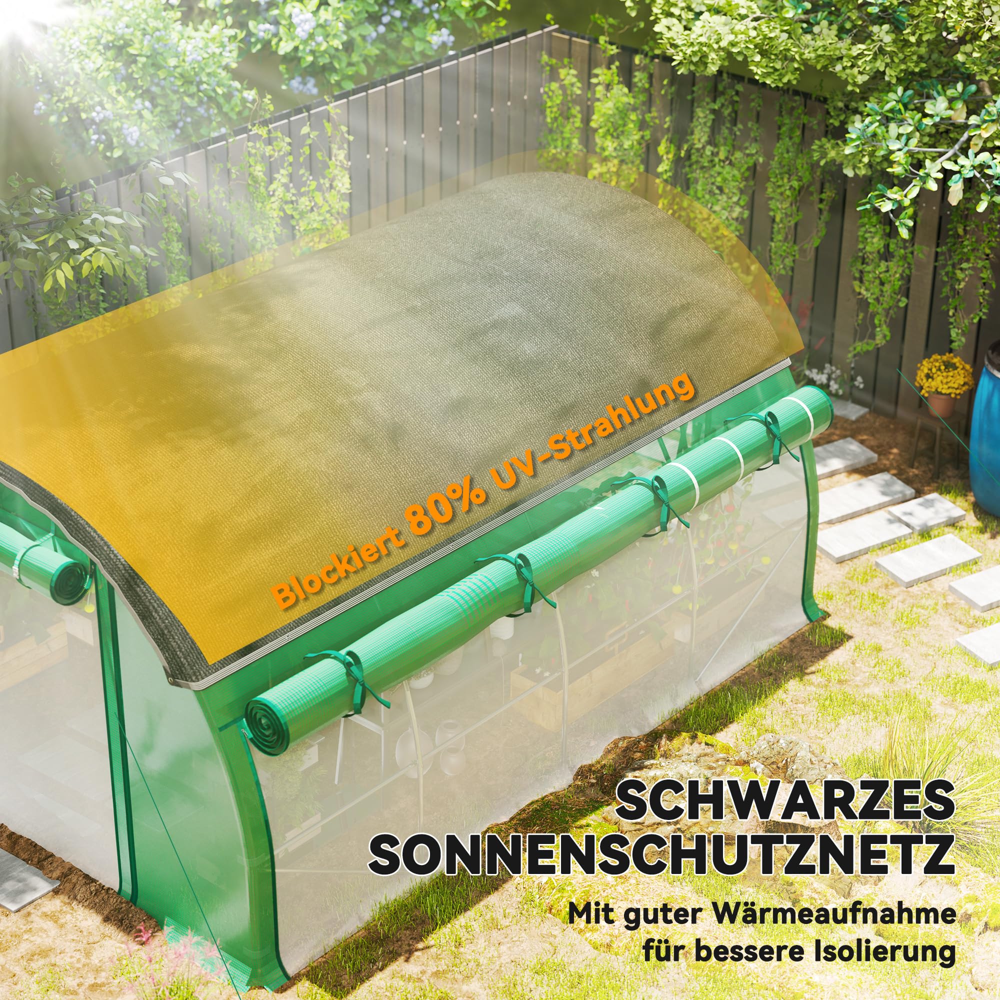 Outsunny Tunnel de Serre 10' x 13' x 6,5' avec Filet d'ombrage Vert