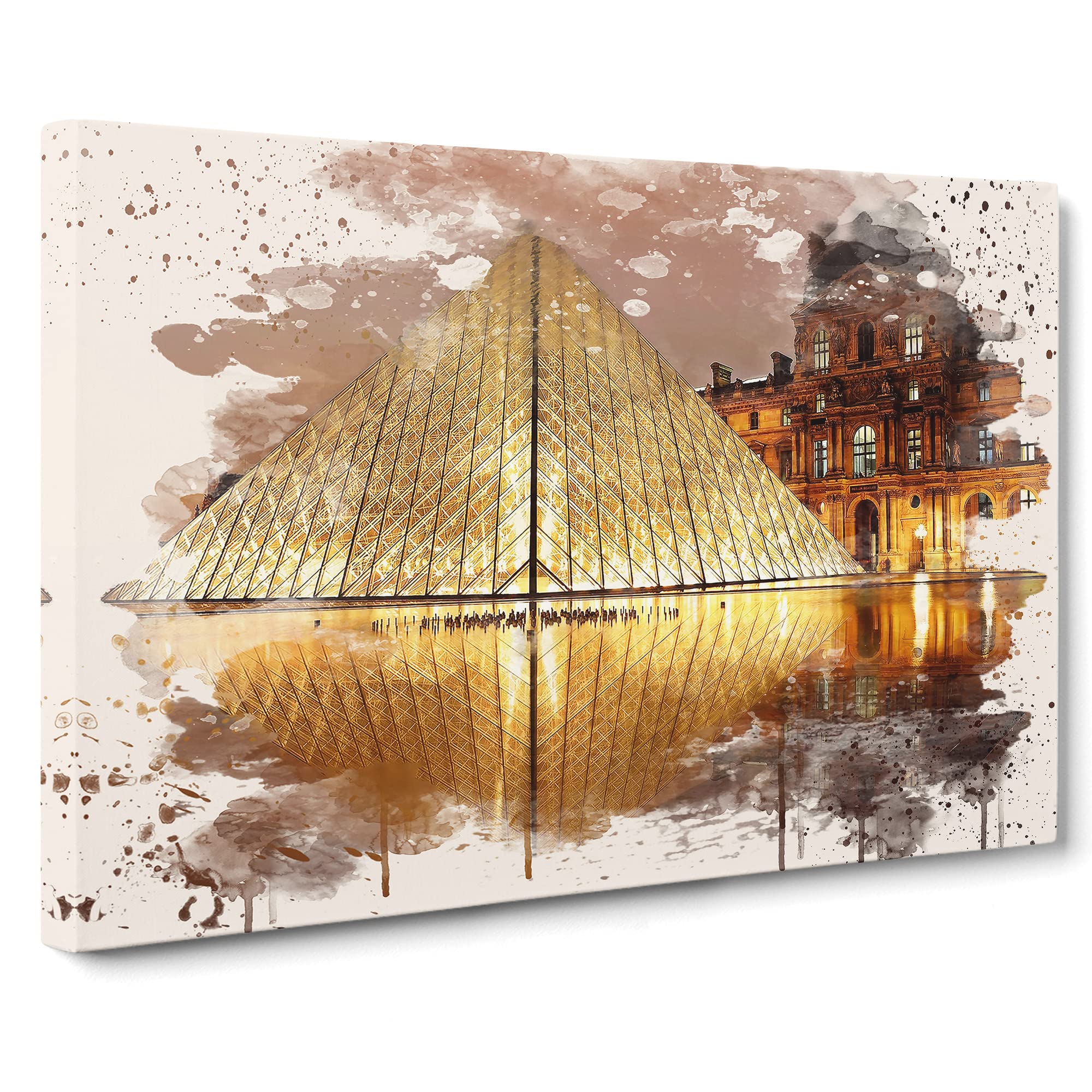 The Louvre Pyramid Paris France 3 Modern FC Canvas Print, Mixed, 25L x 50W cm