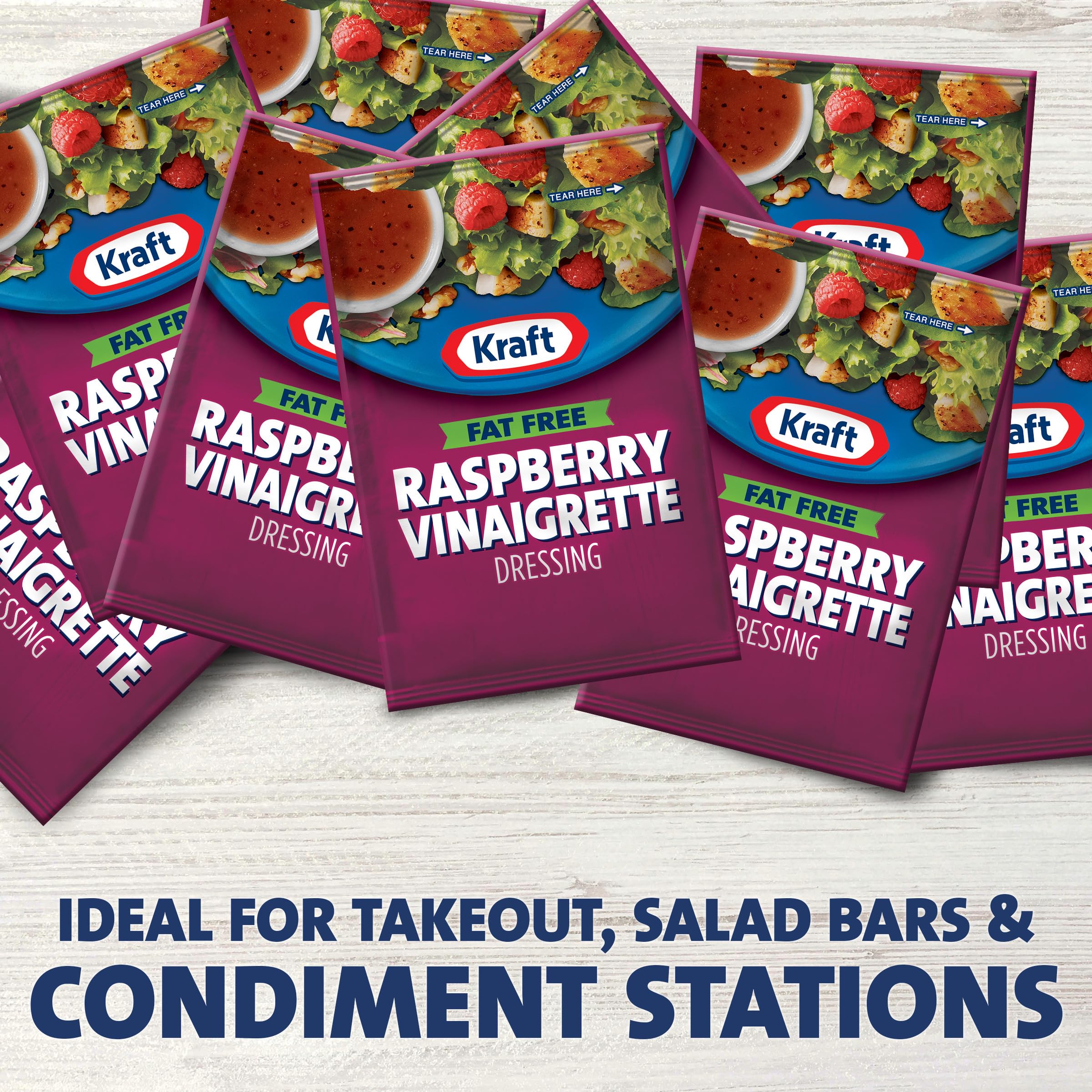 Kraft Raspberry Vinegrette Dressing, Fat Free, 1.5-Ounce Packages (Pack of 60)