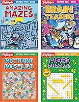 Highlights Puzzle Fun 2025: 4-Book Set Brain Teasers, Mazes, Word Puzzles for Kids Ages 6+ Screen-Free Travel Fun