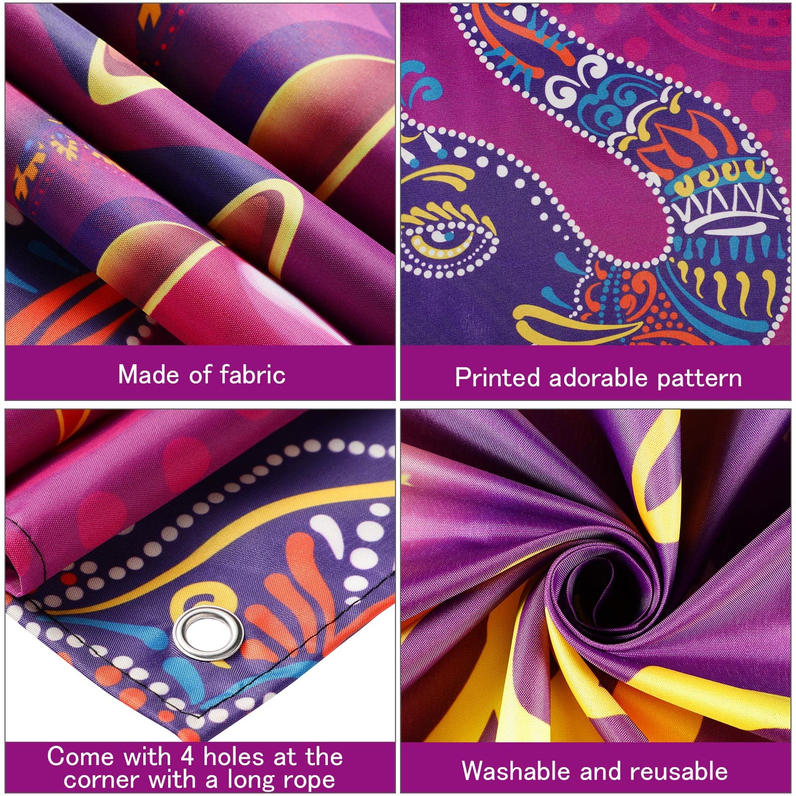 Diwali-Dekoration Wandbehang 109x178 Cm | Happy Diwali Hintergrund-Banner | Für Foto-Booth & Party-Deko | Aus Wetterfestem Polyester