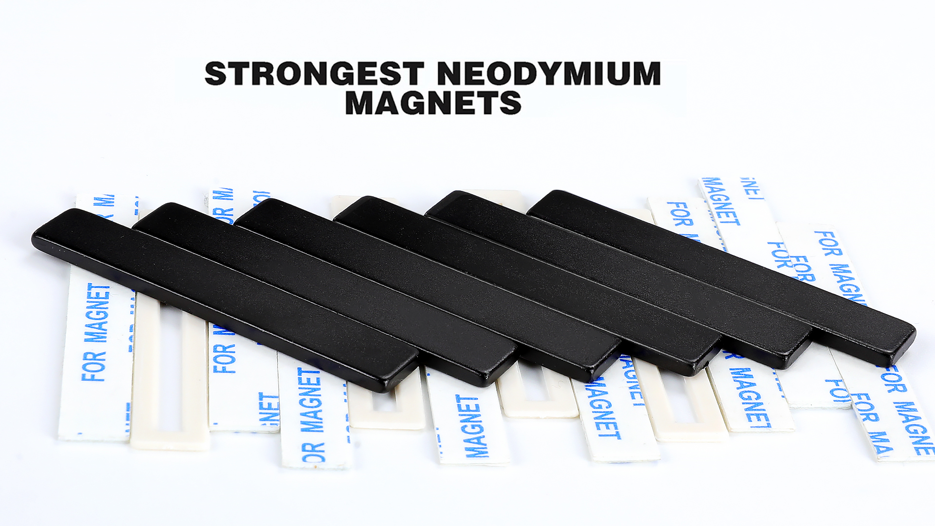 Image of MIKEDE Magnets, 9 Pack Strong Neodymium Bar Magnets with Adhesive Backing, Rare Earth Fridge Magnet Heavy Duty, Metal Powerful Black Magnet for Craft, Whiteboard, Garage, Kitchen - 60x10x3 mm