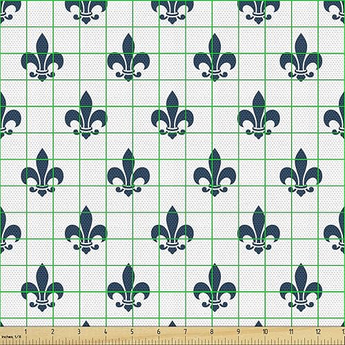 Vista 167 de Lunarable The Yard, tela azul real de The Yard, patrón de cerámica inspirado en el Medio Oriente estilo marroquí, estampado oriental, tela de satén