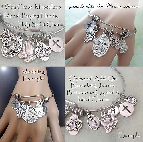 Miniatura 4 de St. Gerard Prayer Bangle Bracelet, Saint Gerard with Prayer, Patron Saint of Expectant Mothers, Extra Small to Large