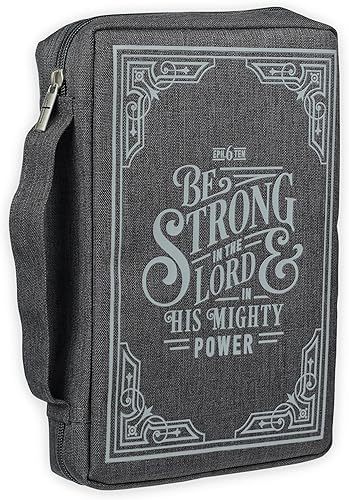 Miniatura 233 de Funda de lona para hombres y mujeres con cremallera para Biblia o libro con asa. Azul marino/Be Still