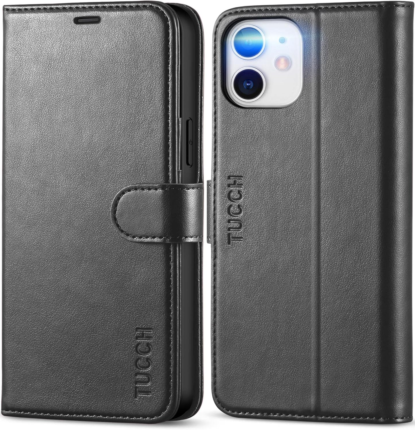 TUCCH Wallet Case for iPhone 12 /iPhone 12 Pro 5G, RFID Blocking Card Slot Stand [Shockproof TPU Interior Case] PU Leather Magnetic Protect Flip Cover Compatible with iPhone 12 Pro/12 6.1-inch, Black