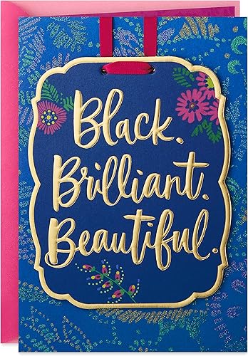 Hallmark Tarjeta de cumpleaños de caoba para mujer con adorno extraíble (negro, brillante, hermosa)