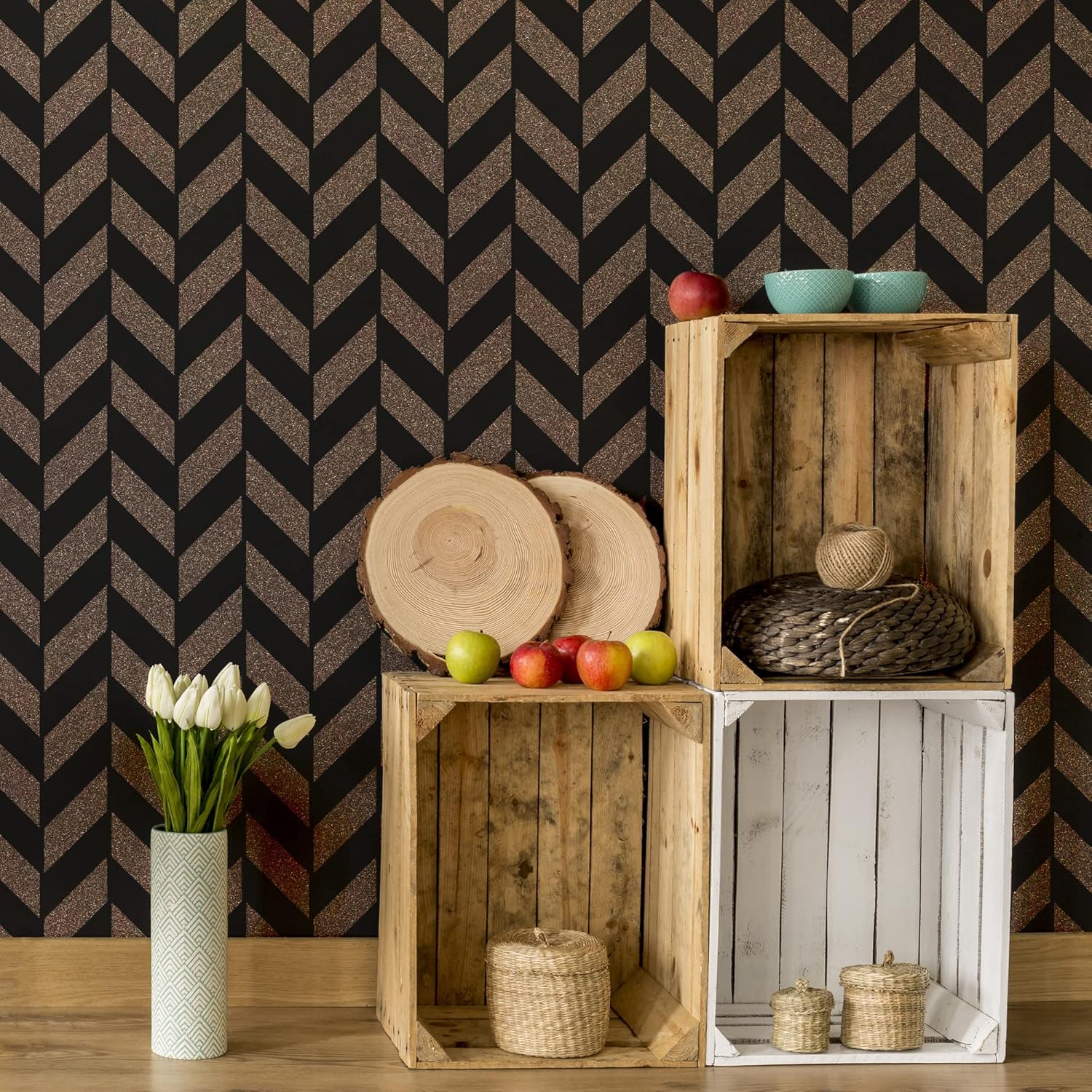 NAKLEO Reusable Plastic Wall Stencil - 59x95cm / 23” x 37” - Herringbone Chevron Zigzag Geometric - Large Seamless Repetitive Allover Wallpaper Pattern Painting DIY Craft Template