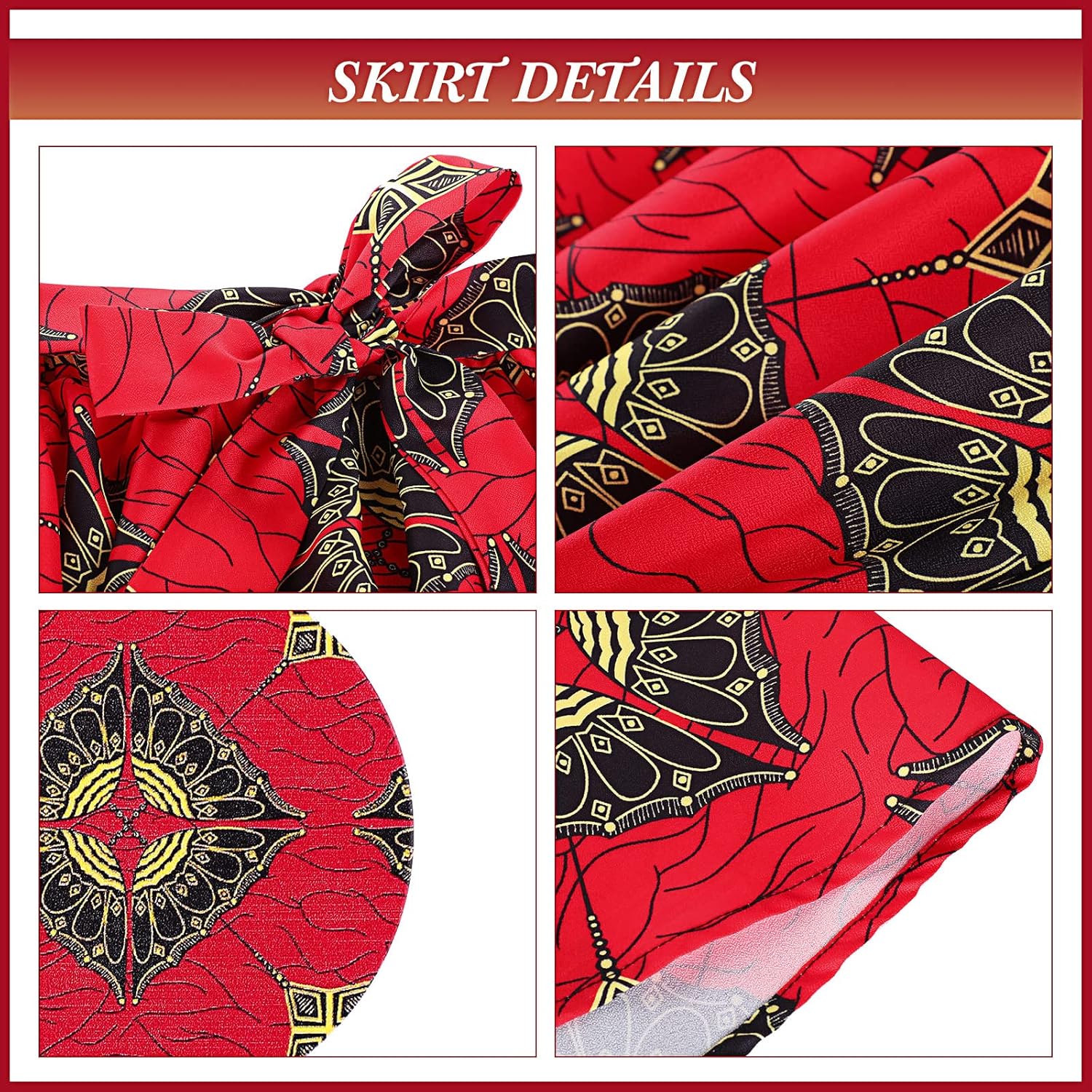 Coume 3 Pcs Women African Dashiki Skirt Traditional Costume African Bohemian Head Wrap Scarf Drop Dangle Earring - Image 6